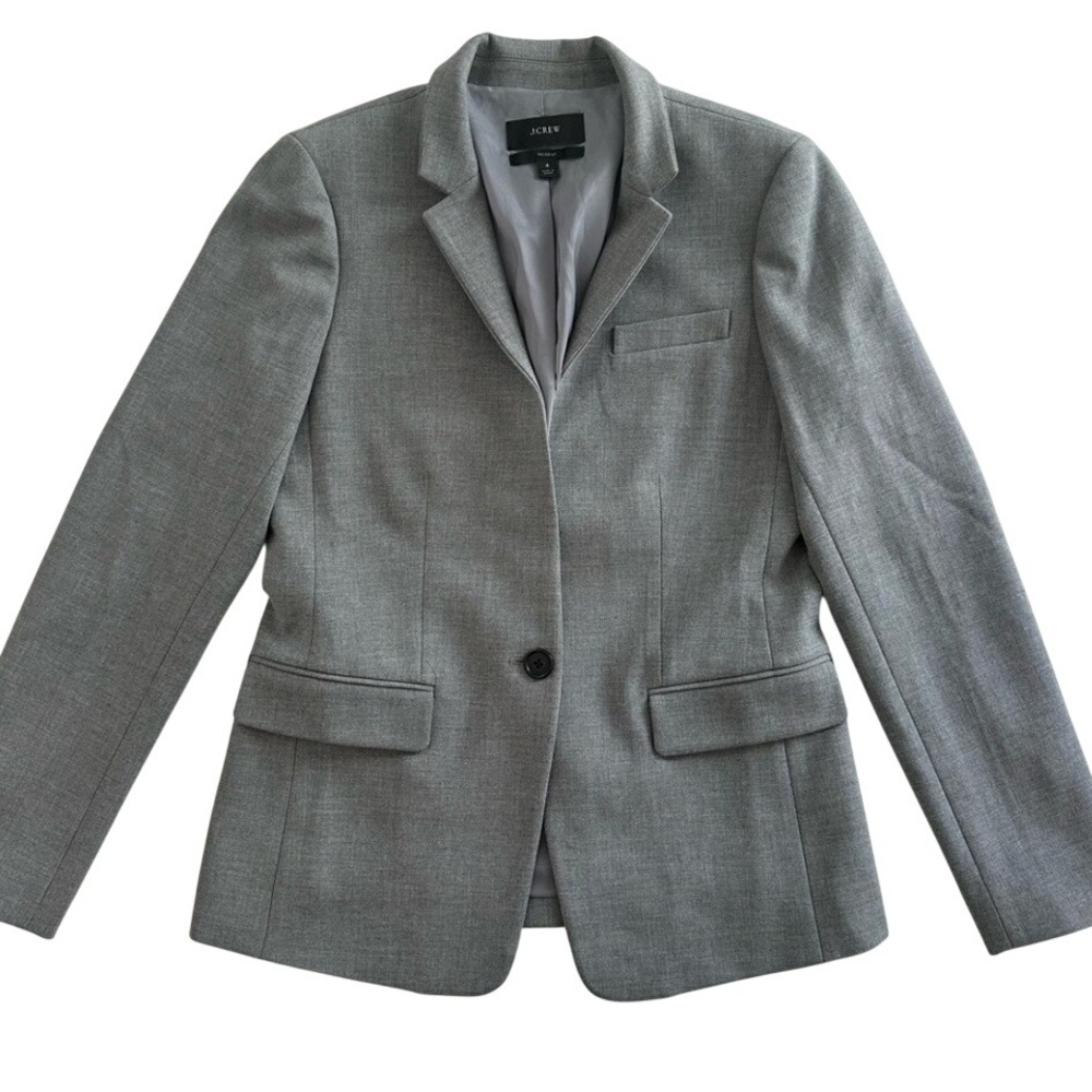J Crew Womens One Button Regent Blazer Jacket 4 Grey Preppy Minimalist Work 2022